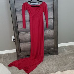 Raspberry colored maternity dress